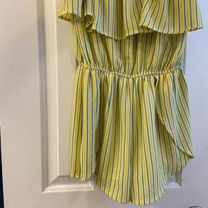 Strapless romper shorts.